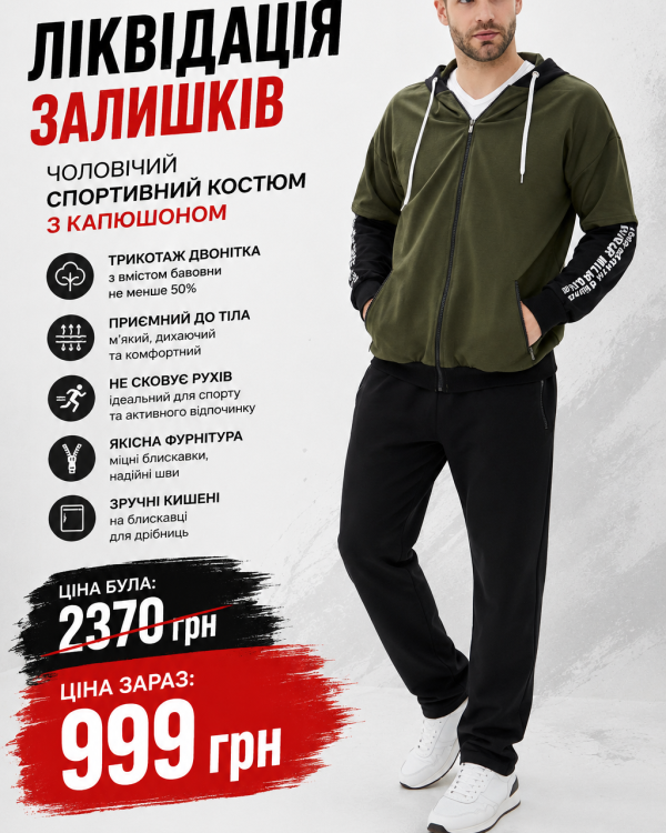 Домашня – фото | Tailer Чоловічий спортивний костюм з капюшоном із трикотажу двонитка, спортивний костюм чоловічий з блискавкою та кишенями